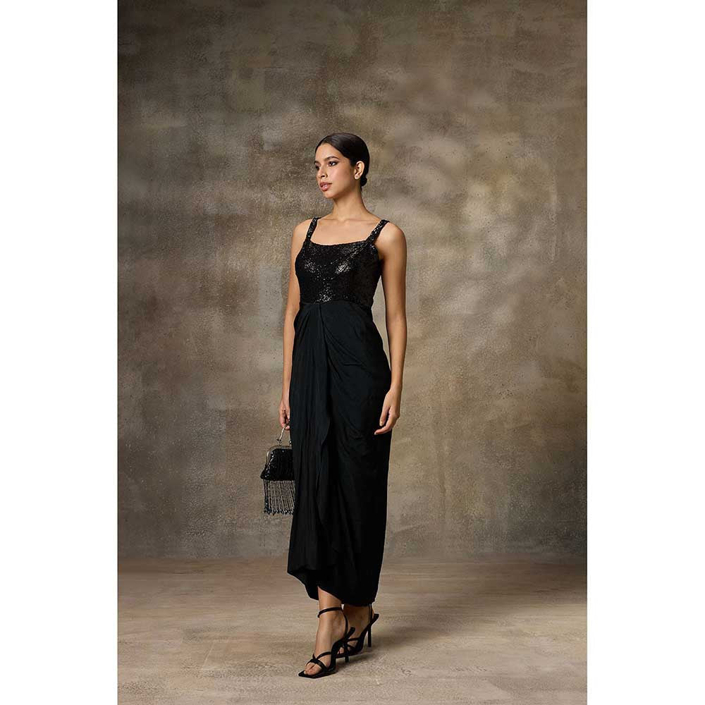 Rivaar by Rocky Star Black Draped Maxi Dress