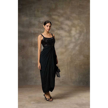 Rivaar by Rocky Star Black Draped Maxi Dress