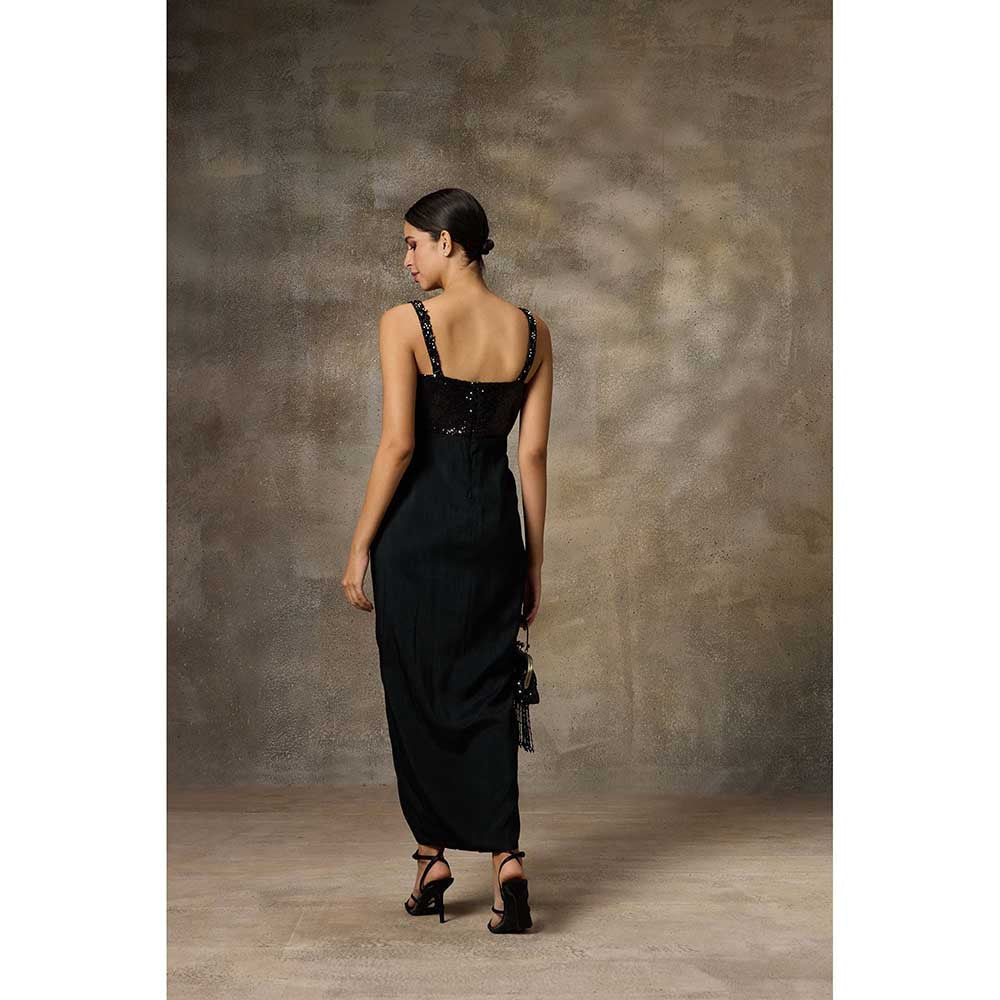 Rivaar by Rocky Star Black Draped Maxi Dress