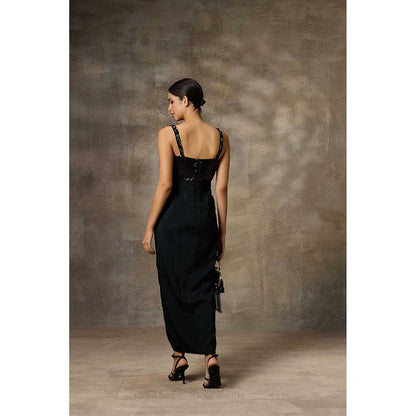 Rivaar by Rocky Star Black Draped Maxi Dress