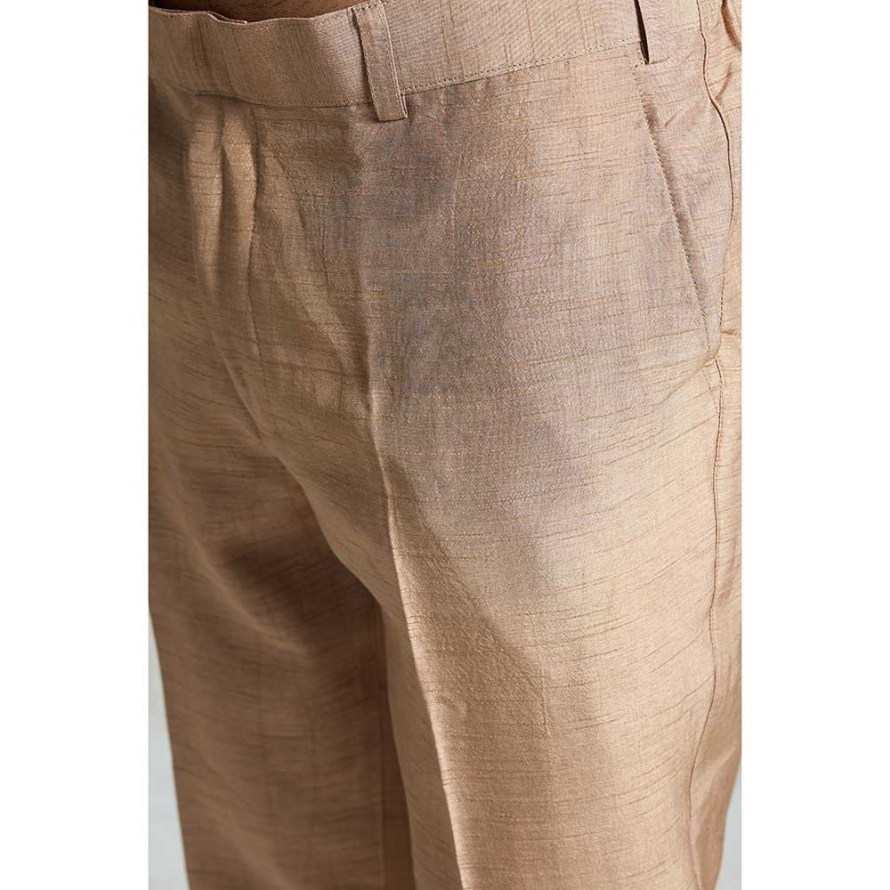 Rivaar by Rocky Star Beige Printed Sherwani (Set of 2)