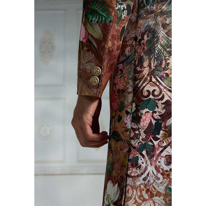 Rivaar by Rocky Star Rust Printed Sherwani (Set of 2)