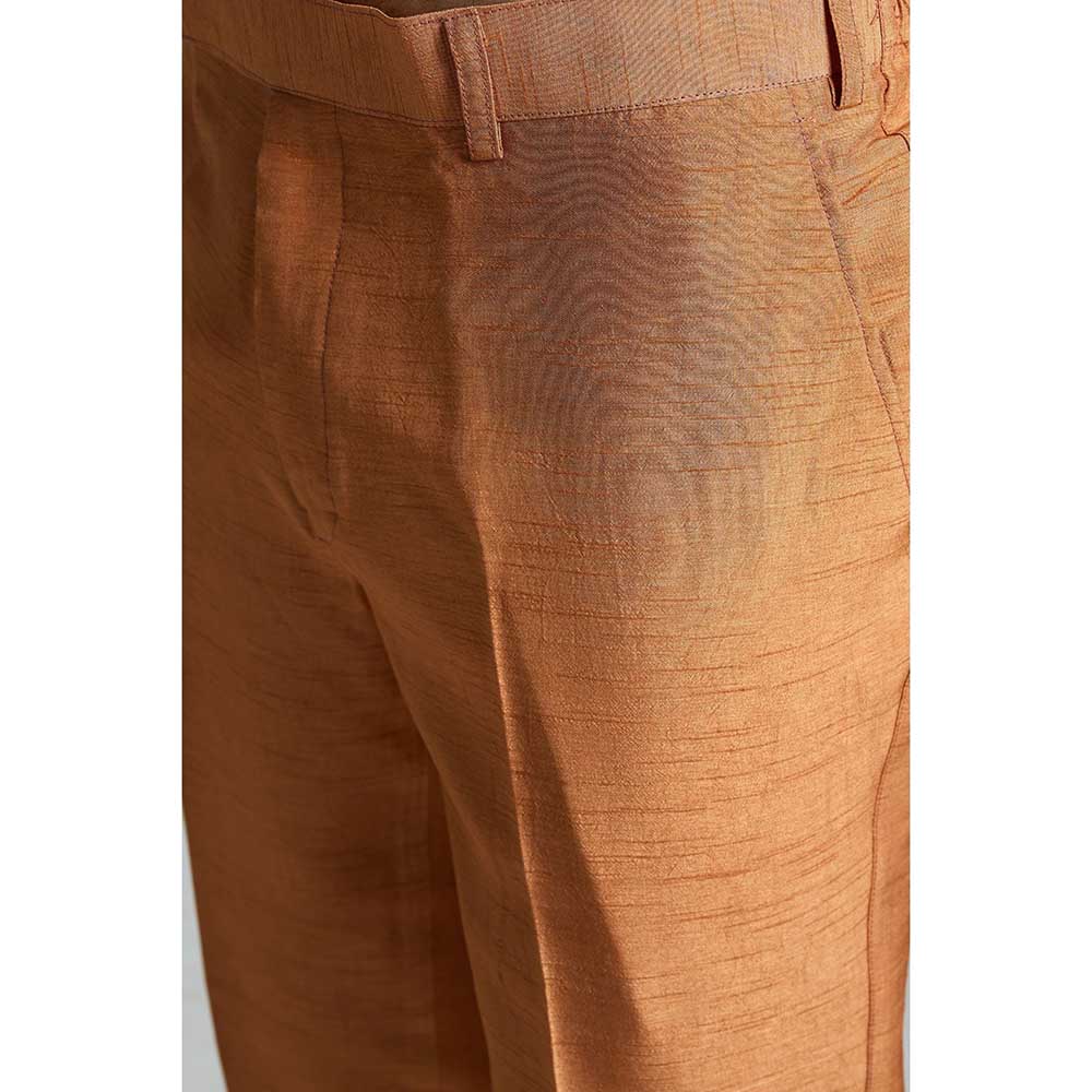 Rivaar by Rocky Star Rust Printed Sherwani (Set of 2)