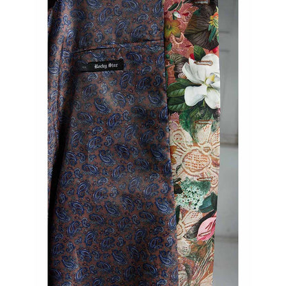 Rivaar by Rocky Star Rust Printed Sherwani (Set of 2)