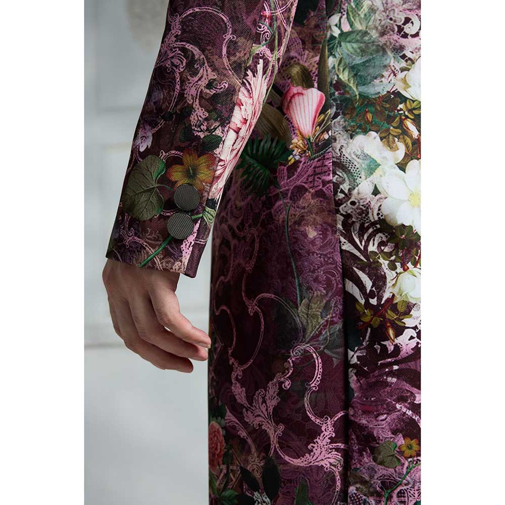 Rivaar by Rocky Star Maroon Printed Sherwani (Set of 2)