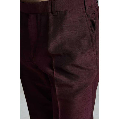 Rivaar by Rocky Star Maroon Printed Sherwani (Set of 2)