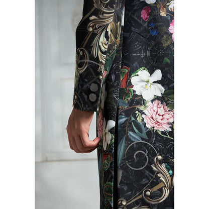 Rivaar by Rocky Star Black Printed Sherwani (Set of 2)