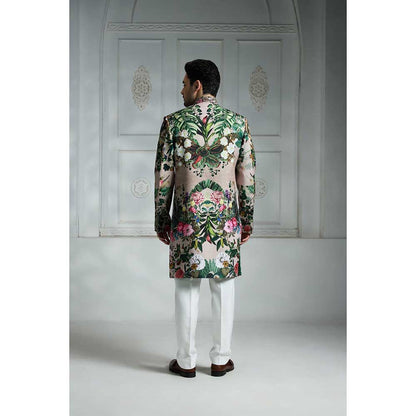 Rivaar by Rocky Star White Printed Sherwani (Set of 2)