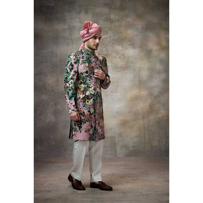Rivaar by Rocky Star Pink Printed Sherwani (Set of 2)