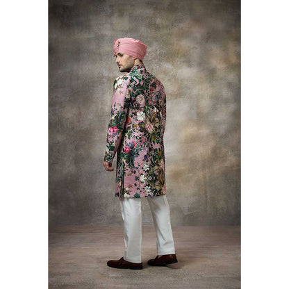 Rivaar by Rocky Star Pink Printed Sherwani (Set of 2)