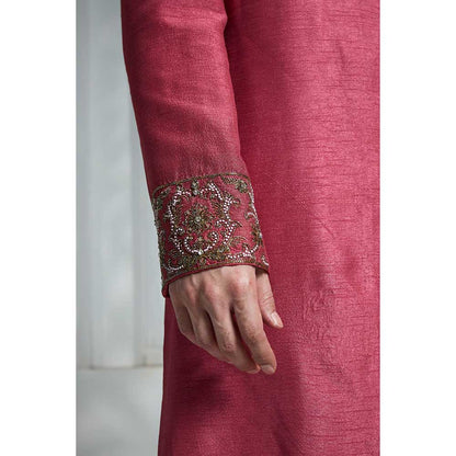 Rivaar by Rocky Star Solid Maroon Sherwani (Set of 2)