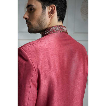Rivaar by Rocky Star Solid Maroon Sherwani (Set of 2)