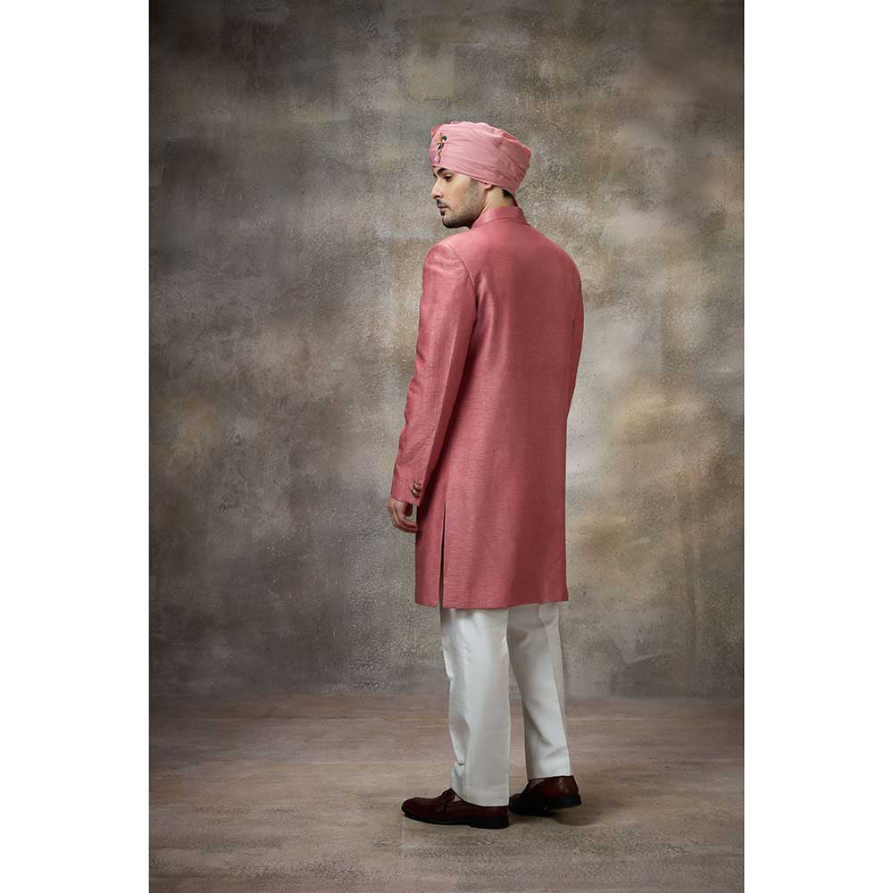 Rivaar by Rocky Star Pink Embroidered Sherwani (Set of 2)