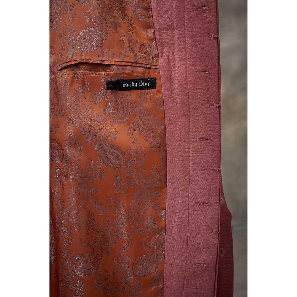 Rivaar by Rocky Star Pink Embroidered Sherwani (Set of 2)
