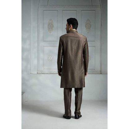 Rivaar by Rocky Star Grey Solid Sherwani (Set of 2)