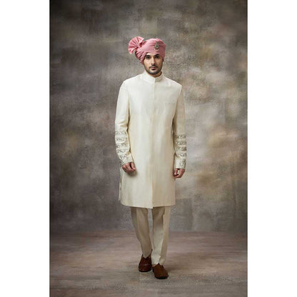 Rivaar by Rocky Star Ivory Sleeve Embellished Sherwani (Set of 2)