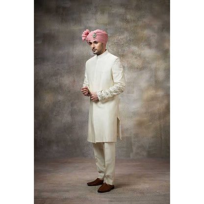 Rivaar by Rocky Star Ivory Sleeve Embellished Sherwani (Set of 2)