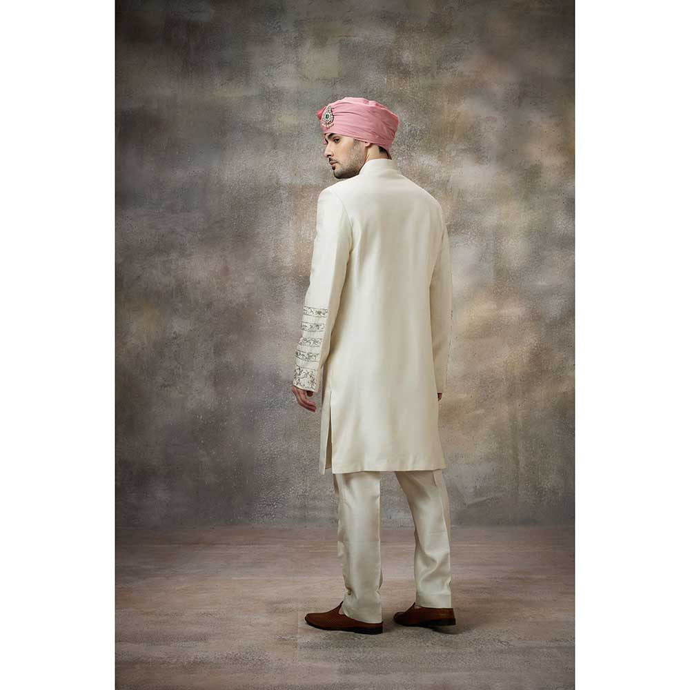 Rivaar by Rocky Star Ivory Sleeve Embellished Sherwani (Set of 2)
