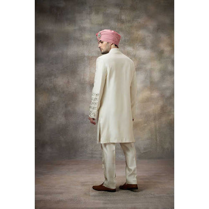 Rivaar by Rocky Star Ivory Sleeve Embellished Sherwani (Set of 2)