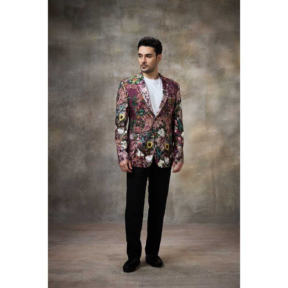 Rivaar by Rocky Star Maroon Printed Blazer