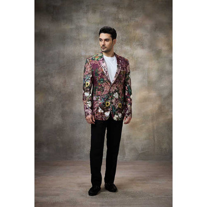 Rivaar by Rocky Star Maroon Printed Blazer