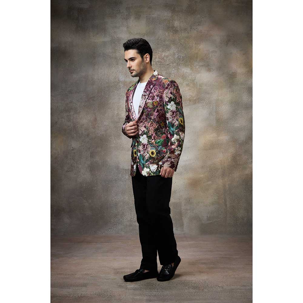 Rivaar by Rocky Star Maroon Printed Blazer