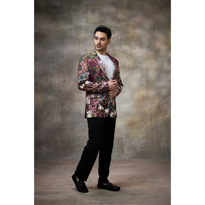 Rivaar by Rocky Star Maroon Printed Blazer