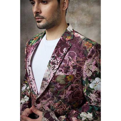 Rivaar by Rocky Star Maroon Printed Blazer
