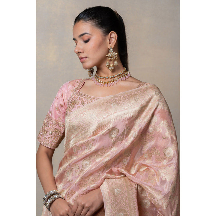 RIYAASAT Pink Silk Saree with Stitched Blouse