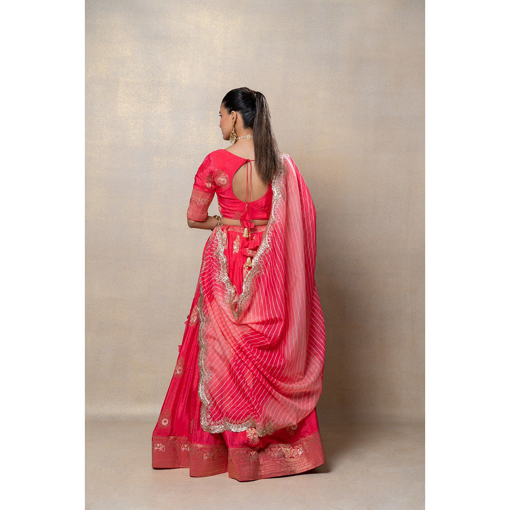 RIYAASAT Red Soft Silk Lehenga with Blouse and Dupatta (Set of 3)