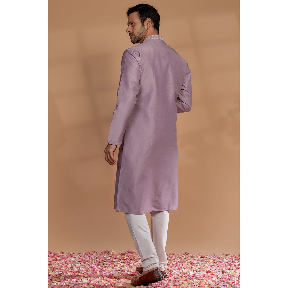 RIYAASAT Purple Silk Kurta with Churidar (Set of 2)