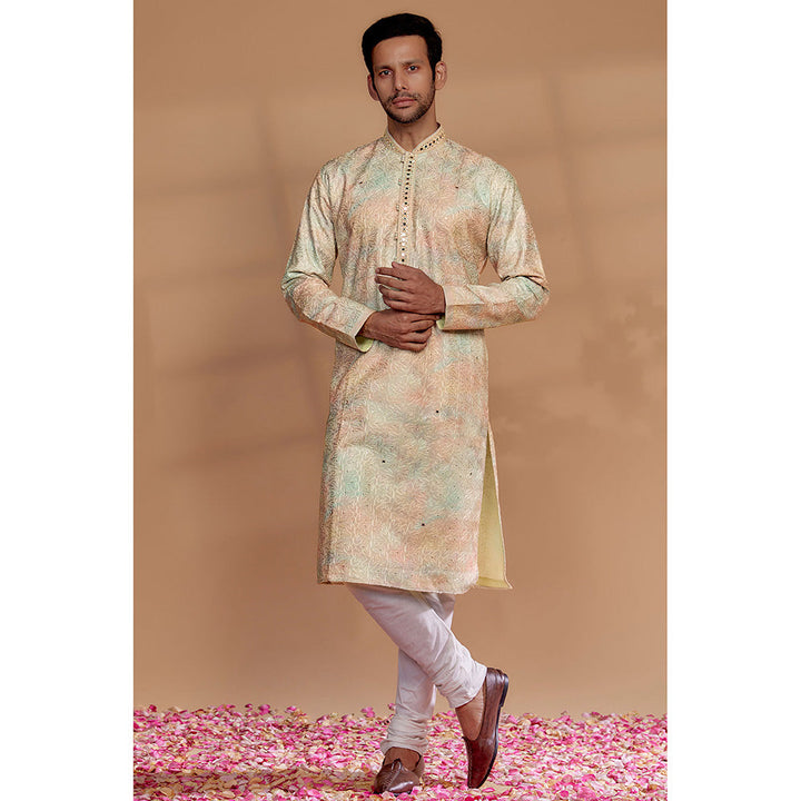 RIYAASAT Multi-Colored Silk Kurta with Churidar (Set of 2)