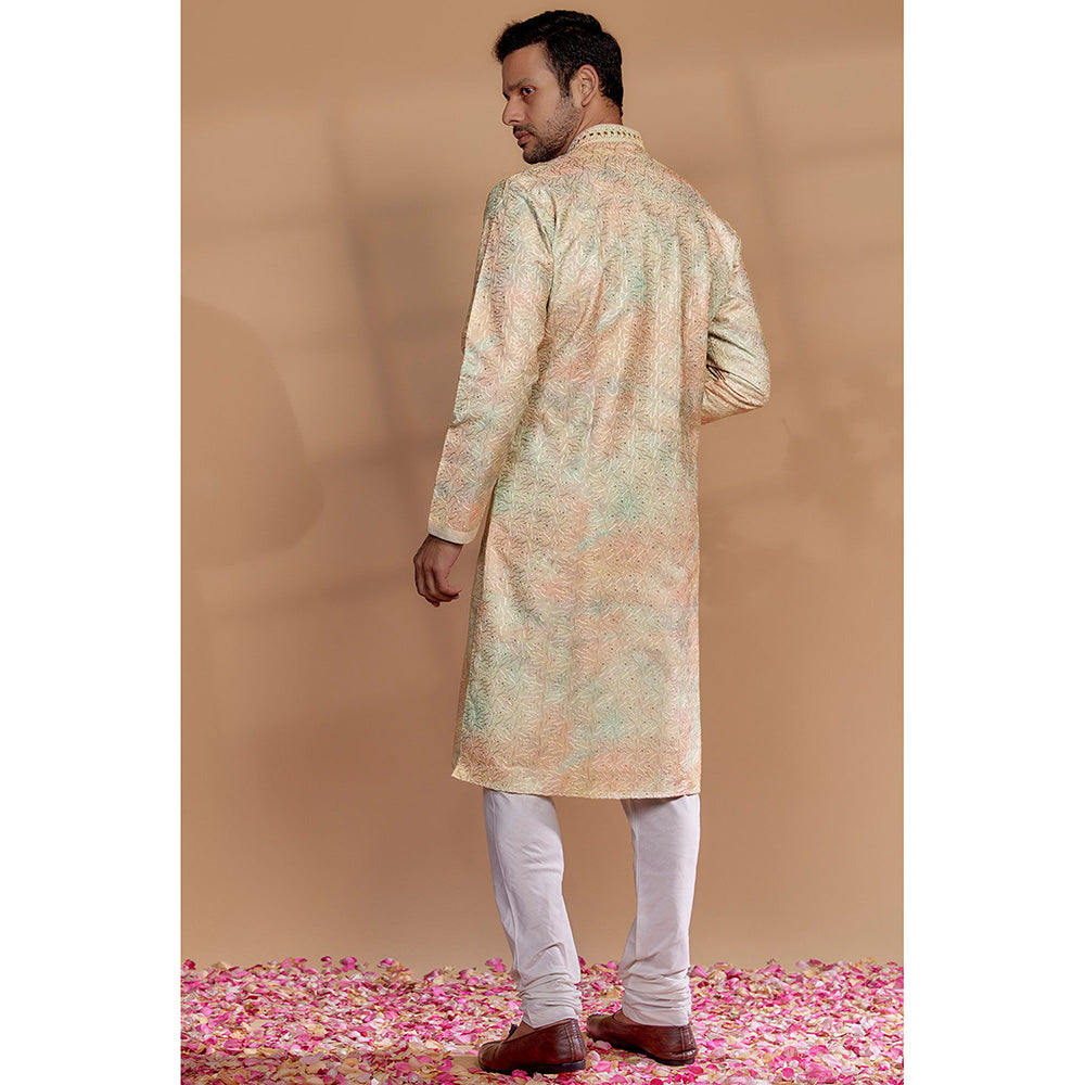 RIYAASAT Multi-Colored Silk Kurta with Churidar (Set of 2)