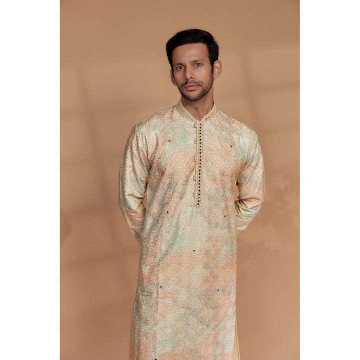 RIYAASAT Multi-Colored Silk Kurta with Churidar (Set of 2)