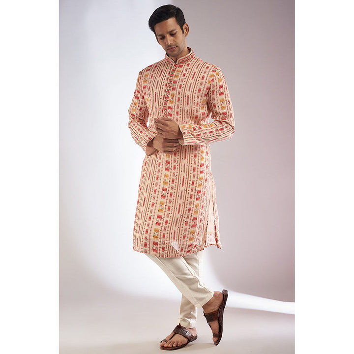 RIYAASAT Multi-Colored Silk Embroidered Kurta with Pant (Set of 2)