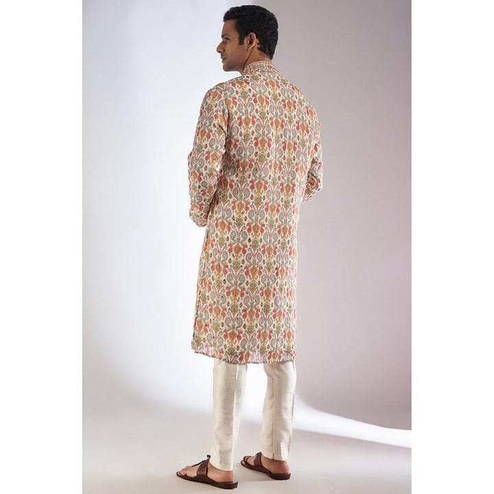 RIYAASAT Multi-Color Silk Printed & Embroidered Kurta with Pant (Set of 2)