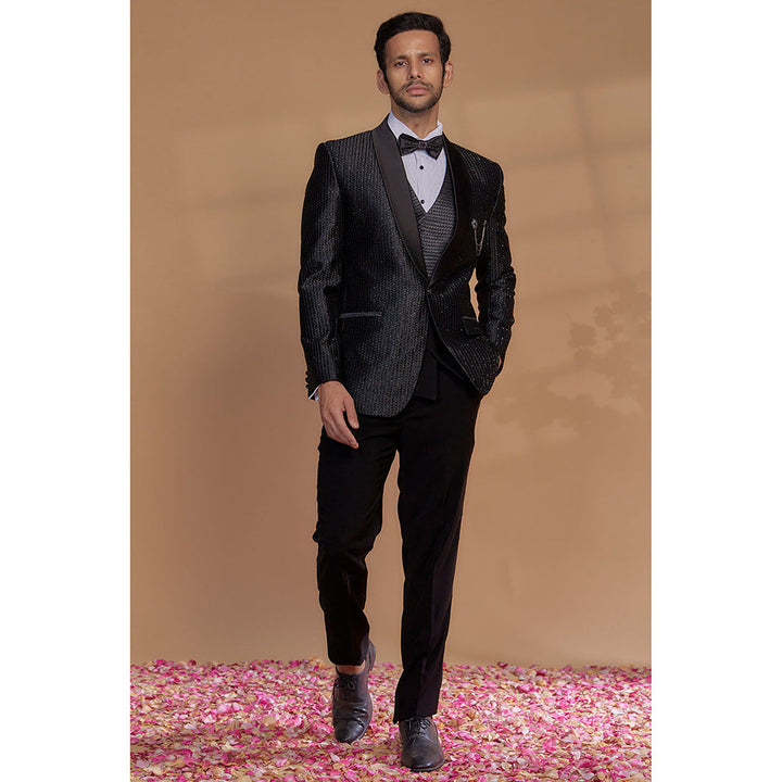 RIYAASAT Black Velvet Tuxedo (Set of 5)