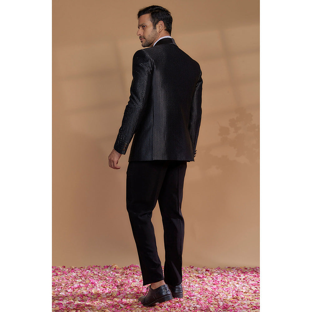 RIYAASAT Black Velvet Tuxedo (Set of 5)