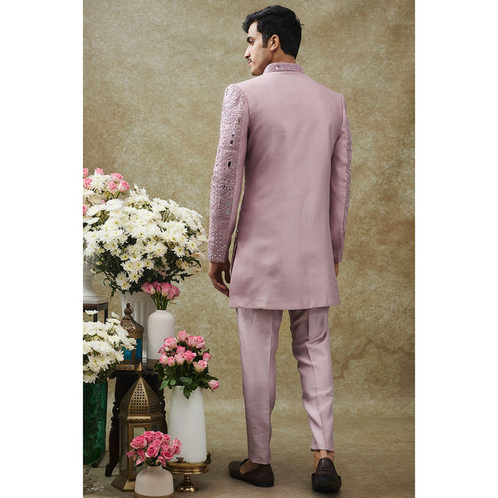 RIYAASAT Purple Splendid Silk Kurta With Pant And Jacket (Set of 3)