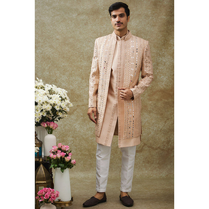 RIYAASAT Beige Kurta With Pant And Jacket (Set of 3)