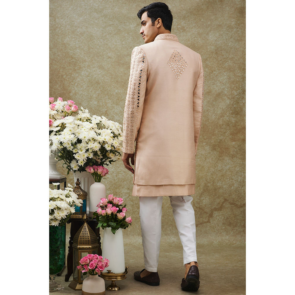 RIYAASAT Beige Kurta With Pant And Jacket (Set of 3)