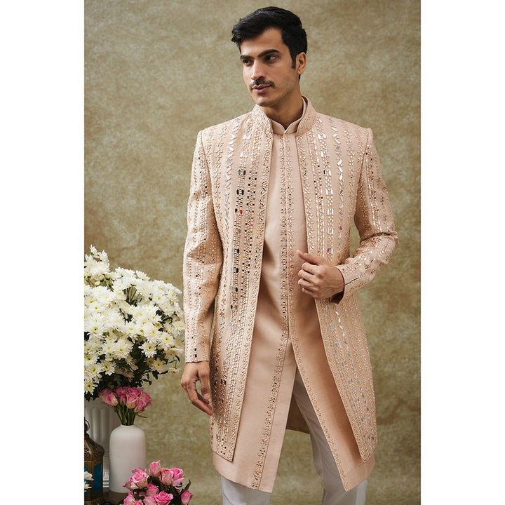 RIYAASAT Beige Kurta With Pant And Jacket (Set of 3)