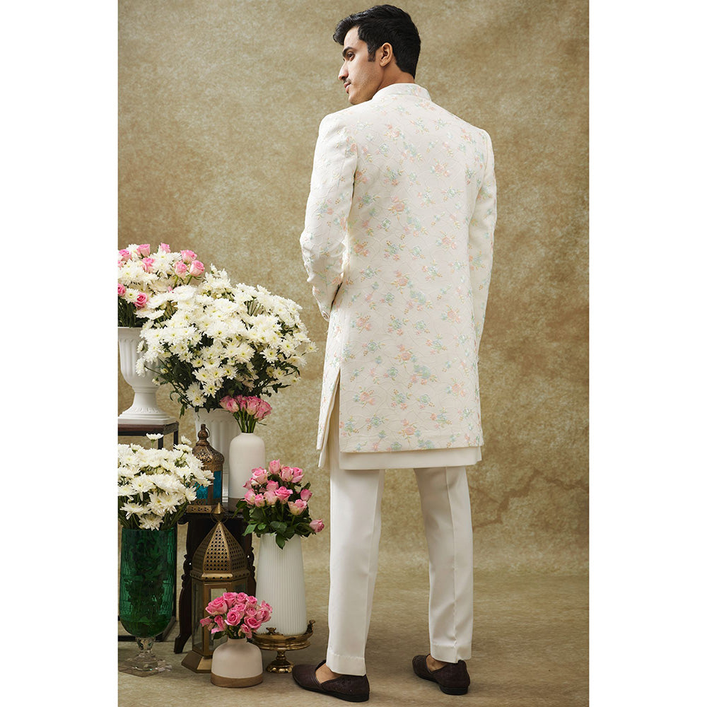 RIYAASAT White Kurta With Pant And Jacket (Set of 3)