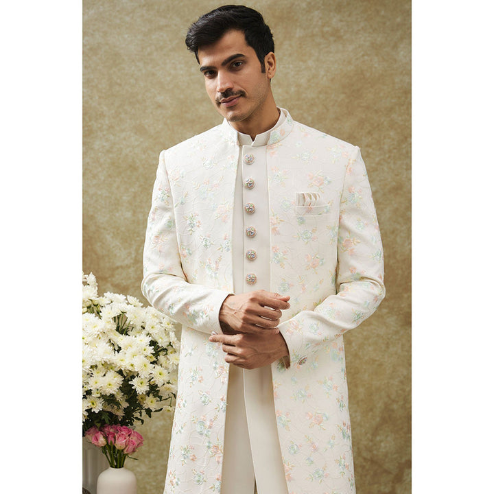 RIYAASAT White Kurta With Pant And Jacket (Set of 3)