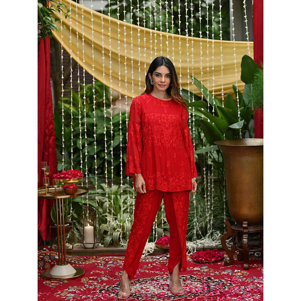 Rococo Zaira Dhotis - Red (Set of 2)