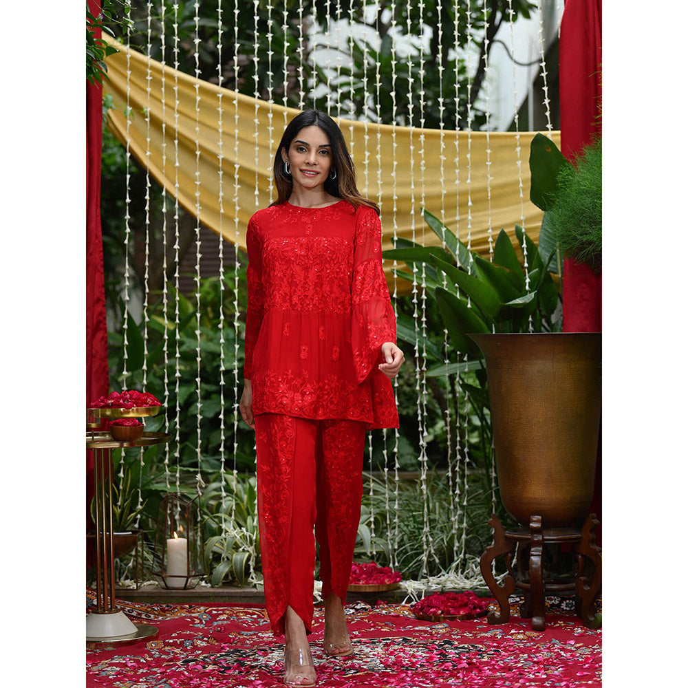 Rococo Zaira Dhotis - Red (Set of 2)