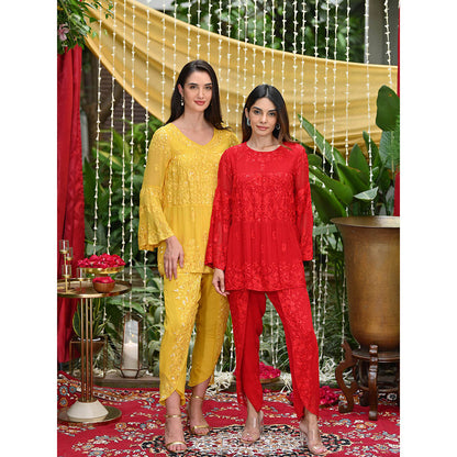 Rococo Zaira Dhotis - Red (Set of 2)