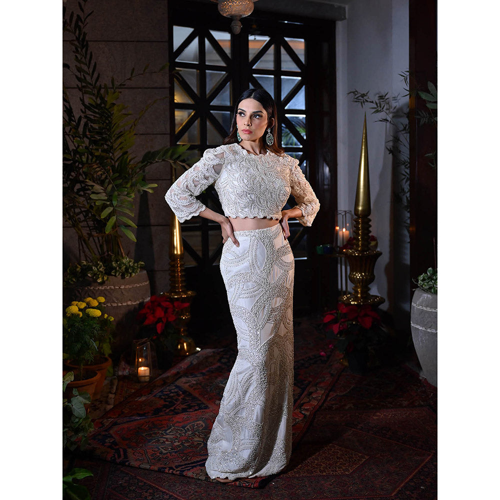 Rococo Noor Top and Skirt - White (Set of 3)