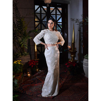 Rococo Noor Top and Skirt - White (Set of 3)