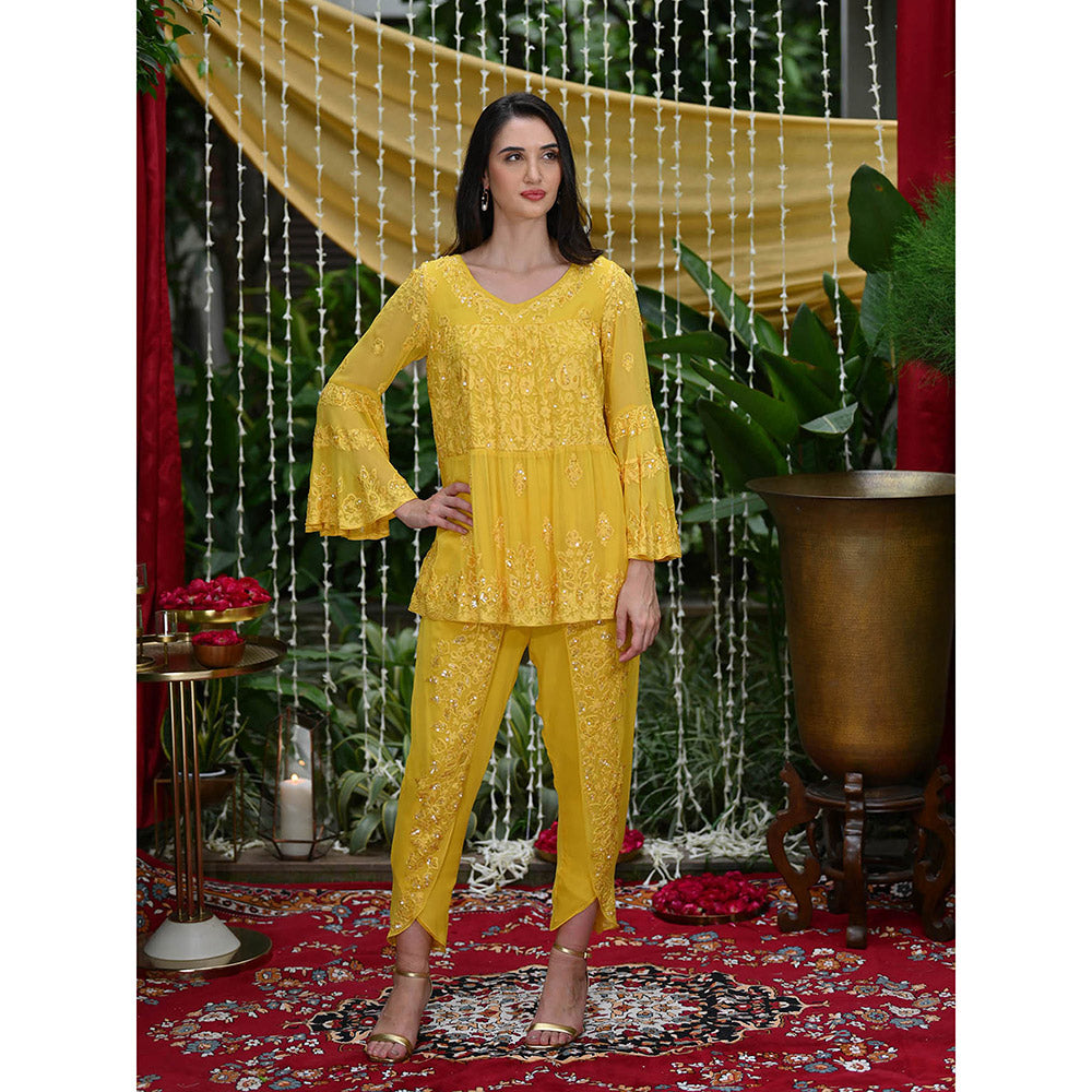 Rococo Ziva Top and Dhoti - Yellow (Set of 2)